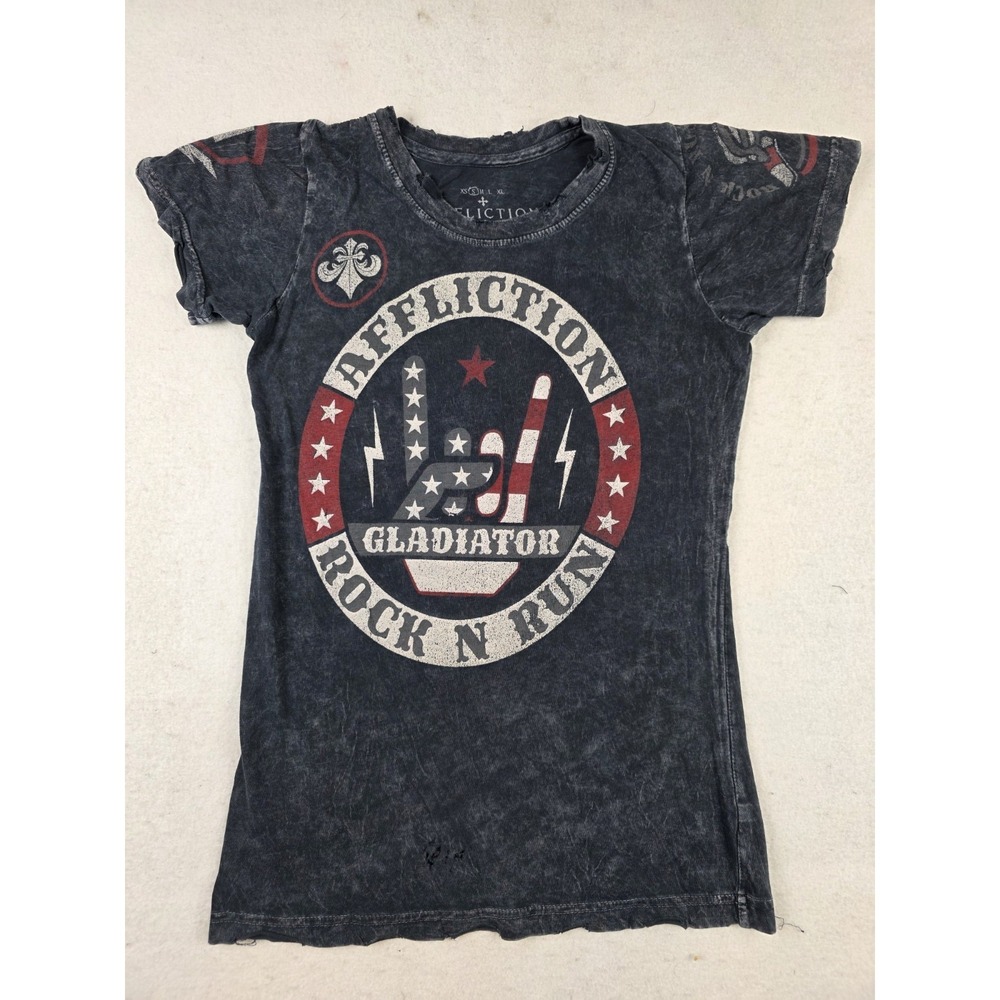 Affliction Rock N Run Gladiator Top Americana Distressed Y2K Size Small